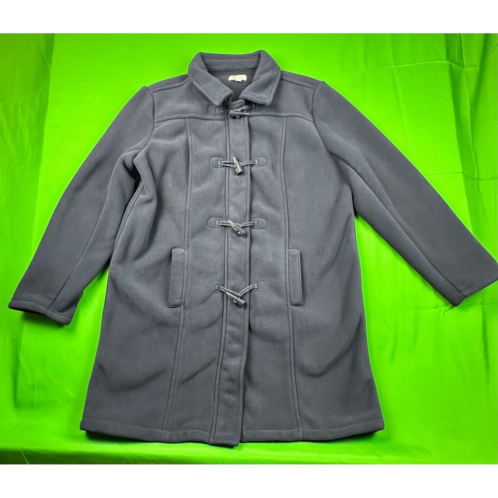 Denim & Co Womens Full Zip Fleece Toggle Coat Gray XL‎